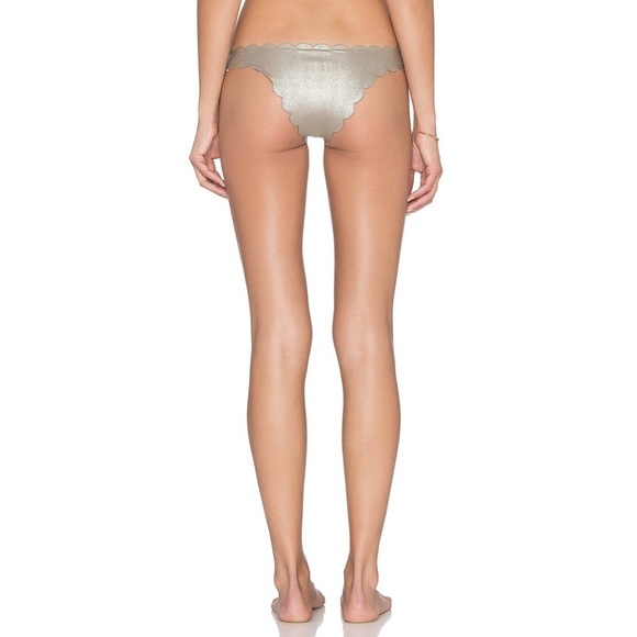 NWT PilyQ Revolve Oro Seamless Metallic Reversible Wave Teeny Bikini Bottom L - Picture 3 of 3